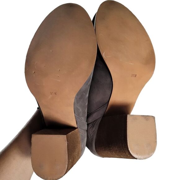 Jeffrey Campbell Booties Oshea Grey Leather Chunky Heel Ankle Boot Shoes Size 10 - Picture 4 of 15